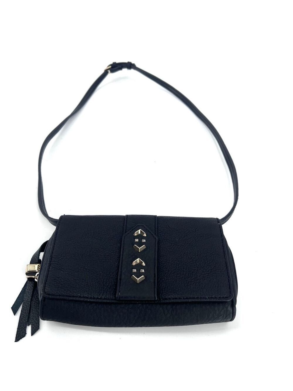 Stella & Dot Nolita crossbody black purse tassel pink gold accents classic NEW